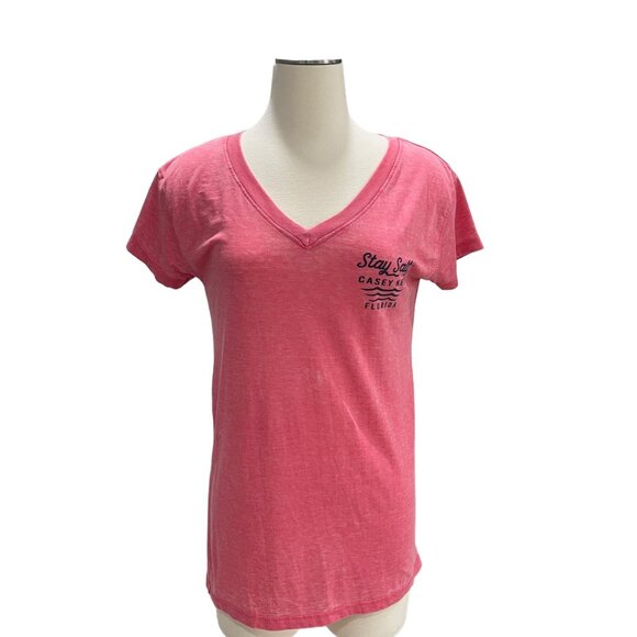 Day Break Women's Coral T-Shirt "Stay Salty" Casey Key Florida Small Beachwear - Picture 3 of 9